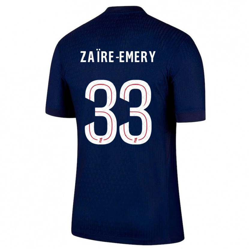 Danxen Hombre Camiseta Warren Zaïre-Emery #33 Azul Marino Rojo 1ª Equipación 2025/26 La Camisa México