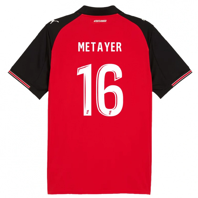 Danxen Hombre Camiseta Maxence Metayer #16 Rojo Negro 1ª Equipación 2025/26 La Camisa México