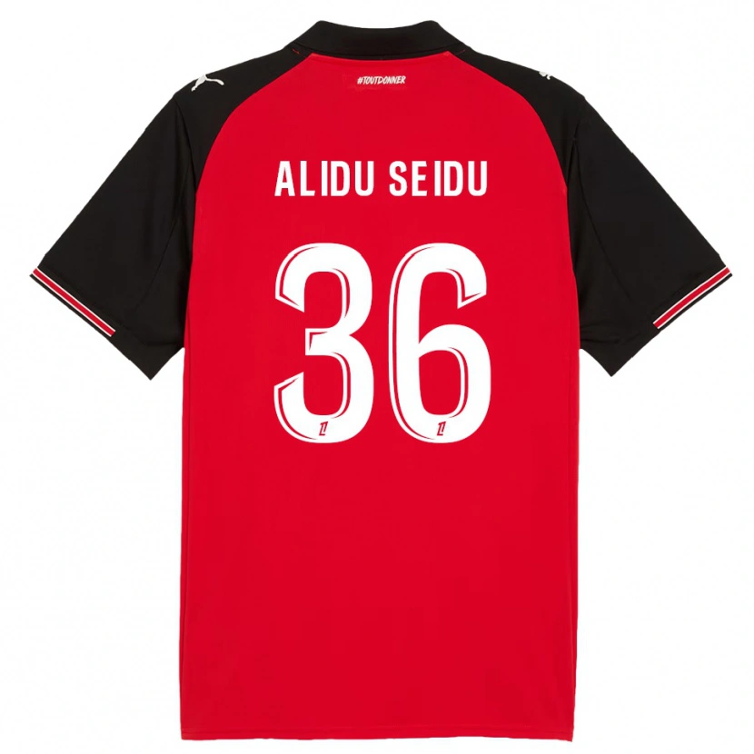 Danxen Hombre Camiseta Alidu Seidu #36 Rojo Negro 1ª Equipación 2025/26 La Camisa México