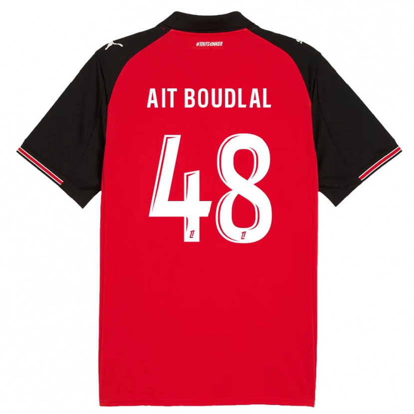 Danxen Hombre Camiseta Abdelhamid Ait Boudlal #48 Rojo Negro 1ª Equipación 2025/26 La Camisa México