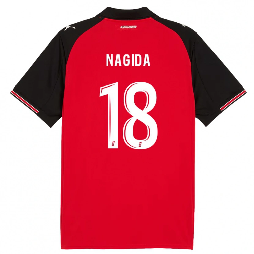 Danxen Hombre Camiseta Mahamadou Nagida #18 Rojo Negro 1ª Equipación 2025/26 La Camisa México