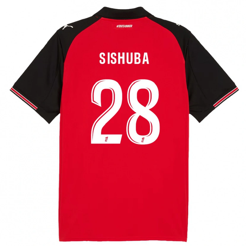 Danxen Hombre Camiseta Ayanda Sishuba #28 Rojo Negro 1ª Equipación 2025/26 La Camisa México
