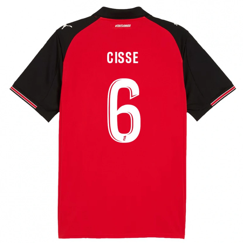 Danxen Hombre Camiseta Djaoui Cissé #6 Rojo Negro 1ª Equipación 2025/26 La Camisa México