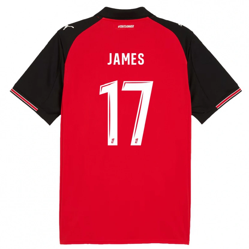 Danxen Hombre Camiseta Jordan James #17 Rojo Negro 1ª Equipación 2025/26 La Camisa México