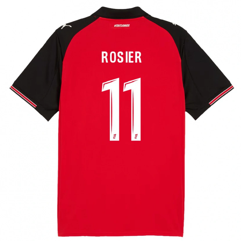 Danxen Hombre Camiseta Lucas Rosier #11 Rojo Negro 1ª Equipación 2025/26 La Camisa México