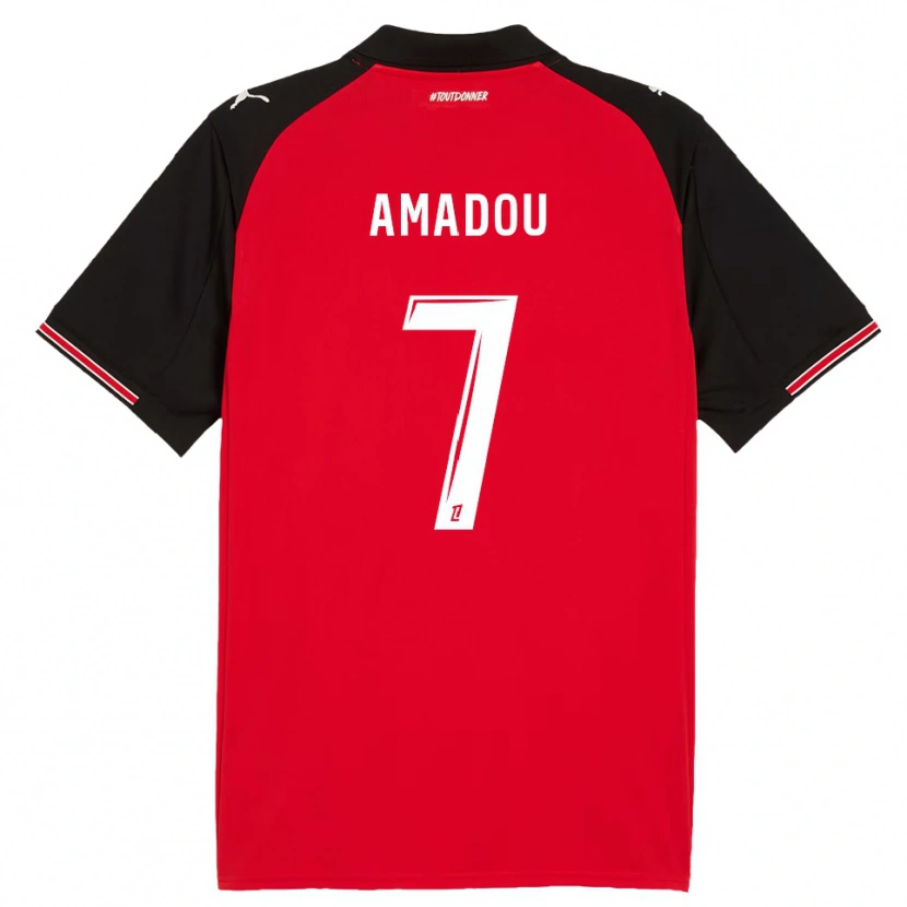 Danxen Hombre Camiseta Amadou Diallo #7 Rojo Negro 1ª Equipación 2025/26 La Camisa México