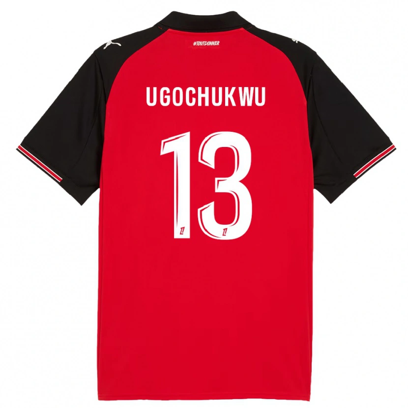 Danxen Hombre Camiseta Chibuike Ugochukwu #13 Rojo Negro 1ª Equipación 2025/26 La Camisa México