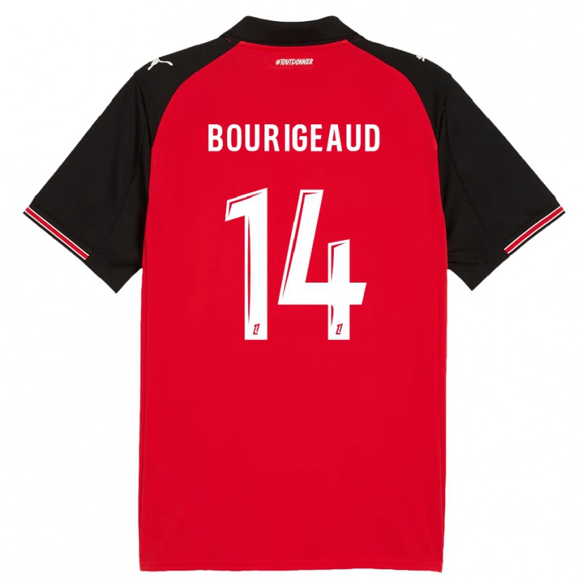 Danxen Hombre Camiseta Benjamin Bourigeaud #14 Rojo Negro 1ª Equipación 2025/26 La Camisa México