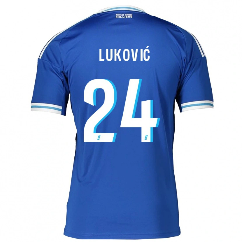 Danxen Hombre Camiseta Milos Lukovic #24 Azul Blanco 1ª Equipación 2025/26 La Camisa México
