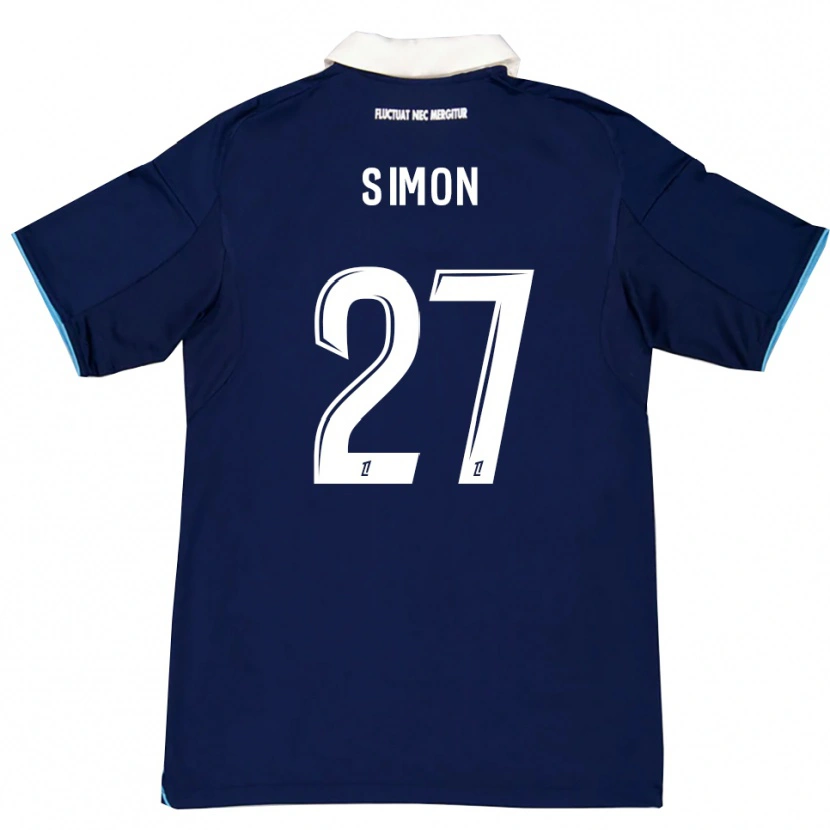 Danxen Hombre Camiseta Moses Simon #27 Azul Oscuro Blanco 1ª Equipación 2025/26 La Camisa México