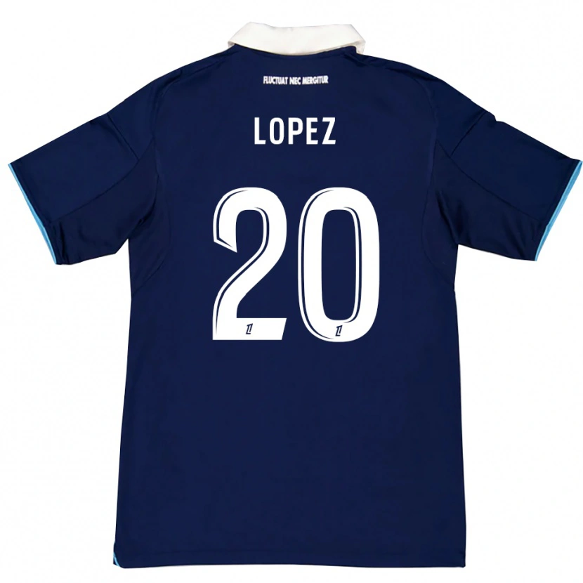 Danxen Hombre Camiseta Julien Lopez #20 Azul Oscuro Blanco 1ª Equipación 2025/26 La Camisa México
