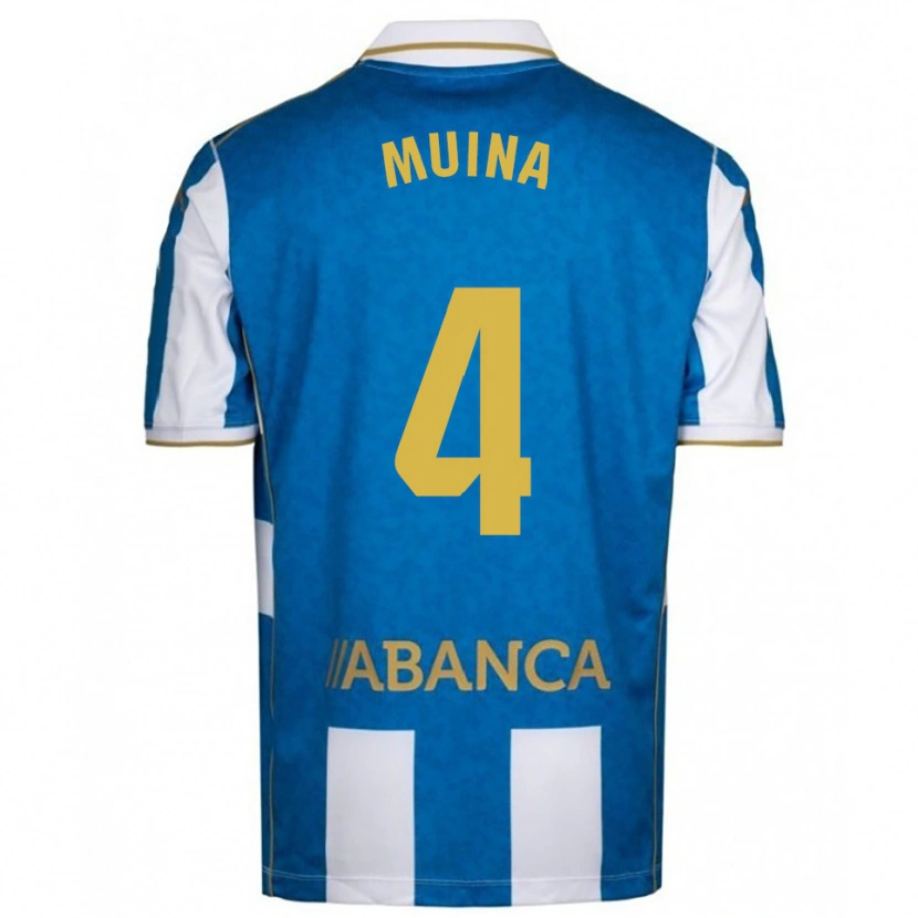 Danxen Hombre Camiseta Henar Muiña #4 Blanco Azul 1ª Equipación 2025/26 La Camisa México