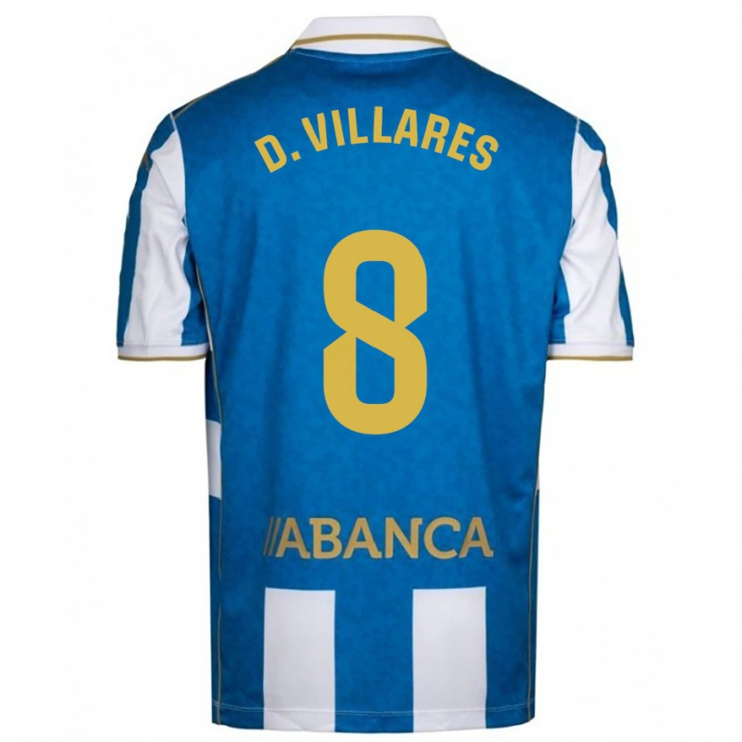 Danxen Hombre Camiseta Diego Villares #8 Blanco Azul 1ª Equipación 2025/26 La Camisa México