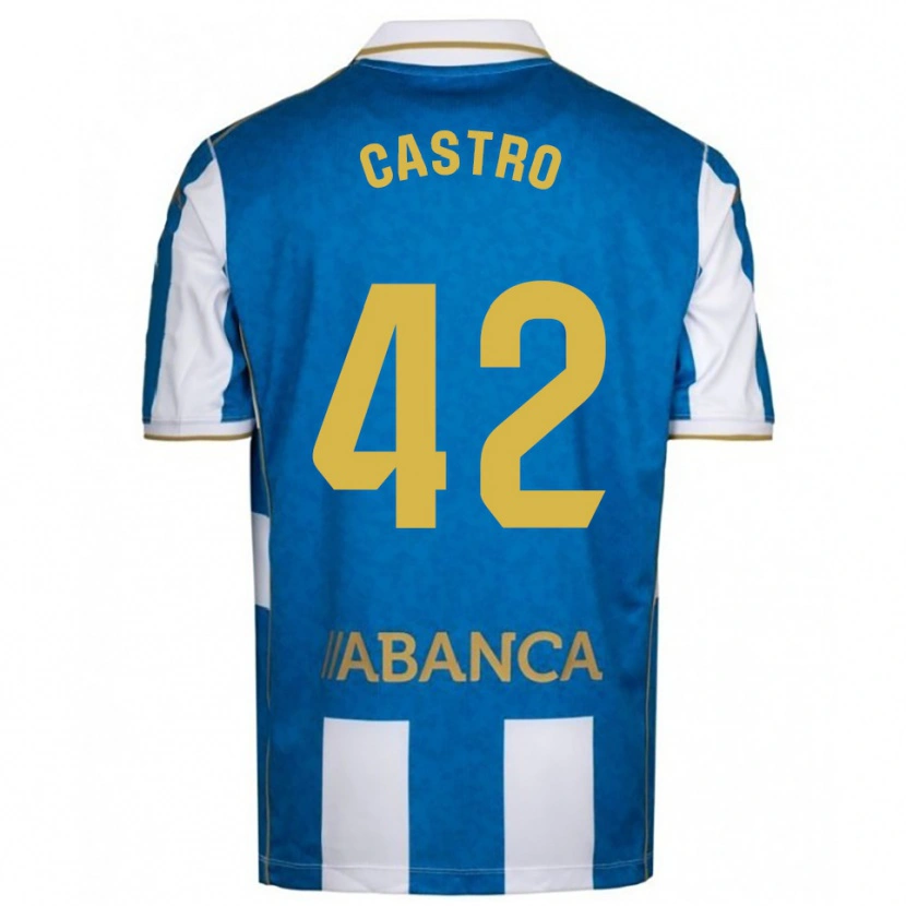 Danxen Hombre Camiseta Lucas Castro #42 Blanco Azul 1ª Equipación 2025/26 La Camisa México