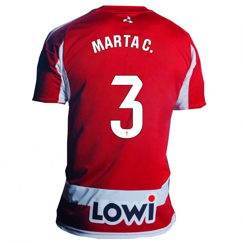 Danxen Hombre Camiseta Marta Carrasco García #3 Rojo Blanco 1ª Equipación 2025/26 La Camisa México