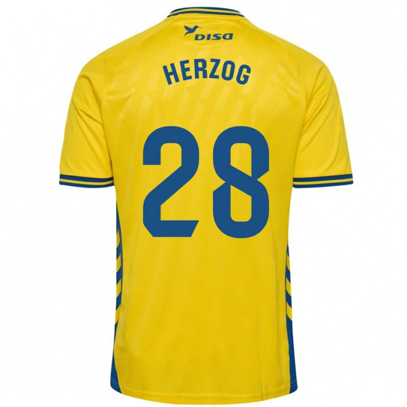 Danxen Hombre Camiseta Juanma Herzog #28 Amarillo Azul 1ª Equipación 2025/26 La Camisa México