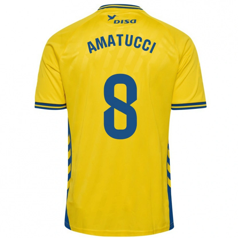 Danxen Hombre Camiseta Lorenzo Amatucci #8 Amarillo Azul 1ª Equipación 2025/26 La Camisa México