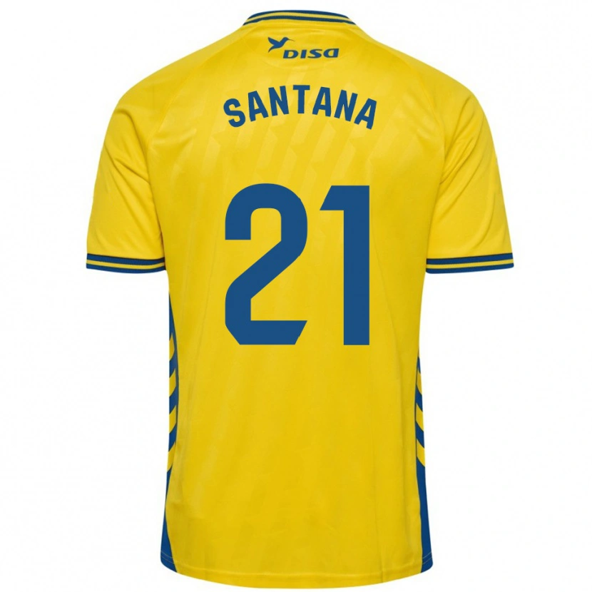 Danxen Hombre Camiseta Yadam Santana #21 Amarillo Azul 1ª Equipación 2025/26 La Camisa México