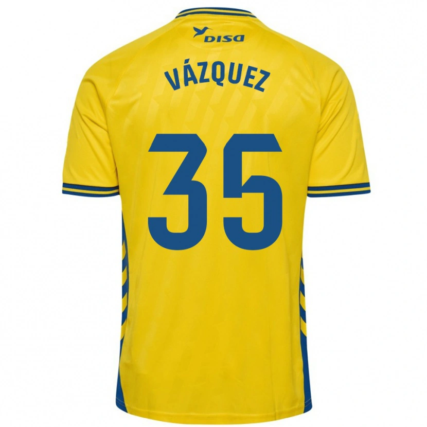 Danxen Hombre Camiseta Adrián Vázquez #35 Amarillo Azul 1ª Equipación 2025/26 La Camisa México