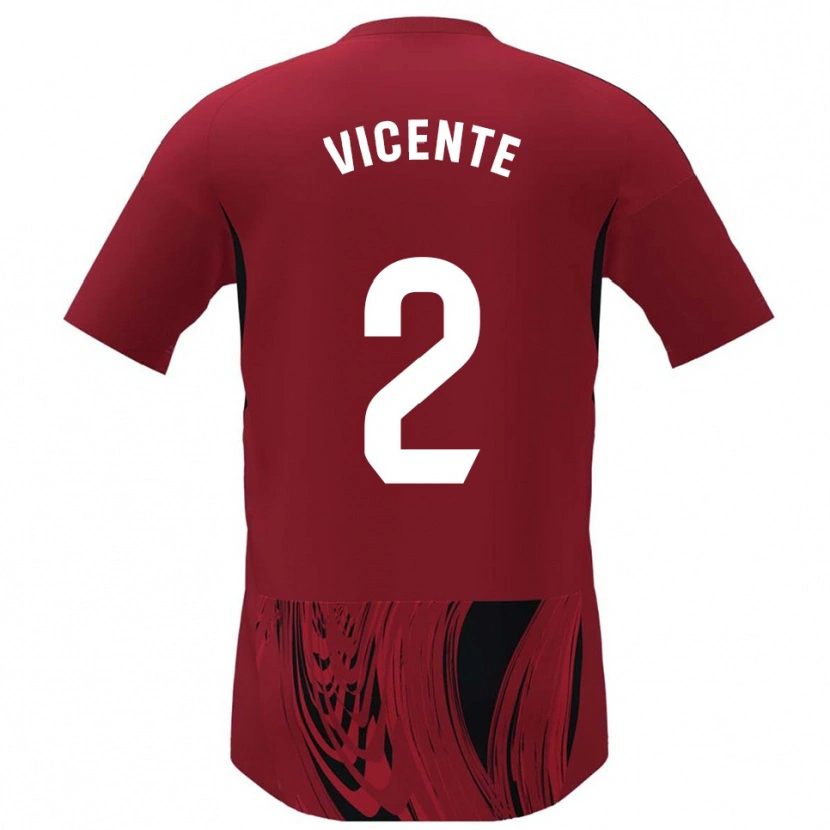 Danxen Hombre Camiseta David Vicente #2 Rojo Negro 1ª Equipación 2025/26 La Camisa México