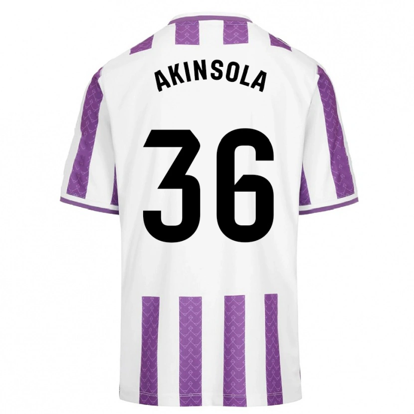 Danxen Hombre Camiseta Tunde Akinsola #36 Morado Blanco 1ª Equipación 2025/26 La Camisa México