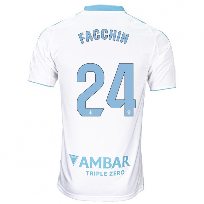 Danxen Hombre Camiseta Enzo Facchin #24 Blanco Celeste 1ª Equipación 2025/26 La Camisa México