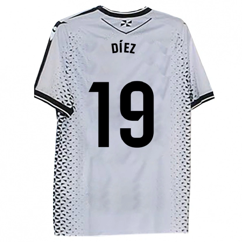 Danxen Hombre Camiseta Rubén Díez #19 Blanco Negro 1ª Equipación 2025/26 La Camisa México