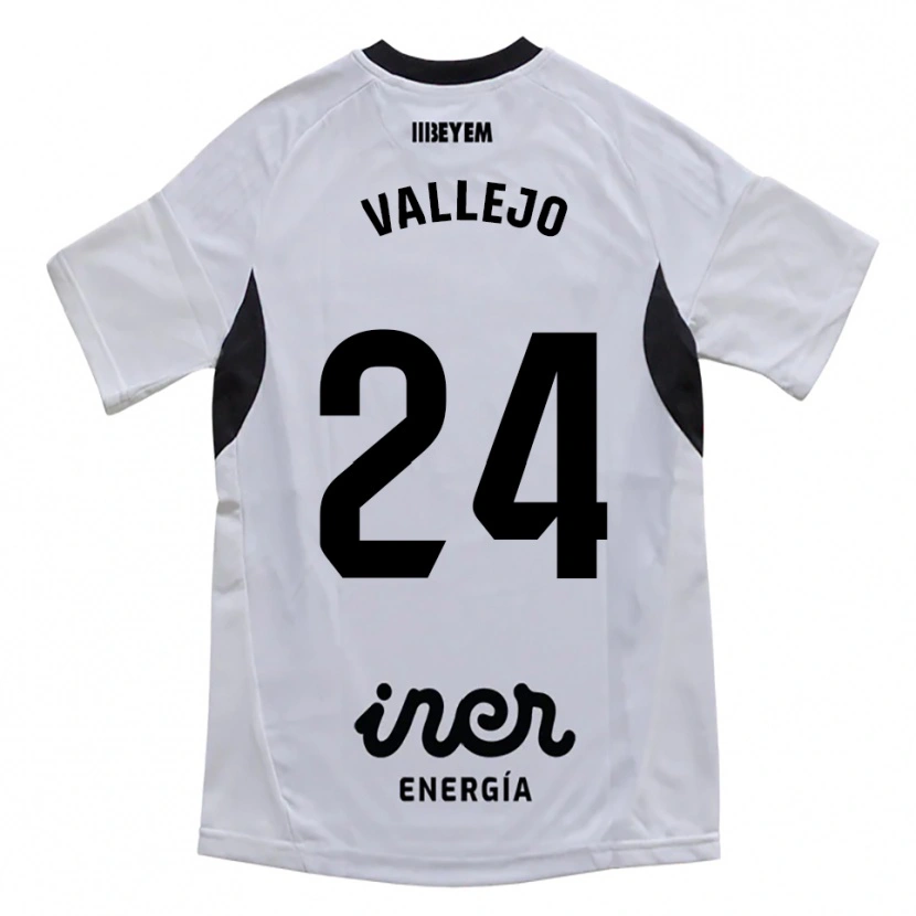 Danxen Hombre Camiseta Jesús Vallejo #24 Blanco Morado 1ª Equipación 2025/26 La Camisa México