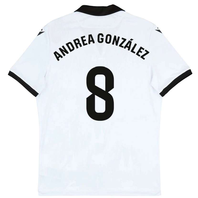Danxen Hombre Camiseta Andrea González #8 Blanco Negro 1ª Equipación 2025/26 La Camisa México