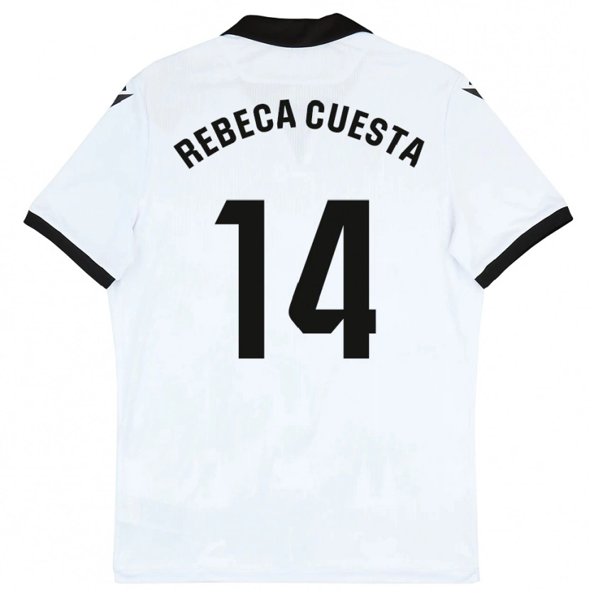 Danxen Hombre Camiseta Rebeca Cuesta #14 Blanco Negro 1ª Equipación 2025/26 La Camisa México