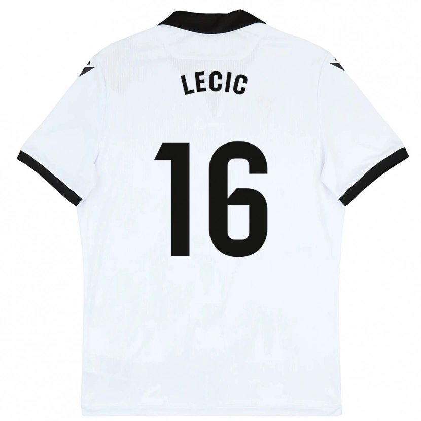 Danxen Hombre Camiseta Luka Lecic #16 Blanco Negro 1ª Equipación 2025/26 La Camisa México