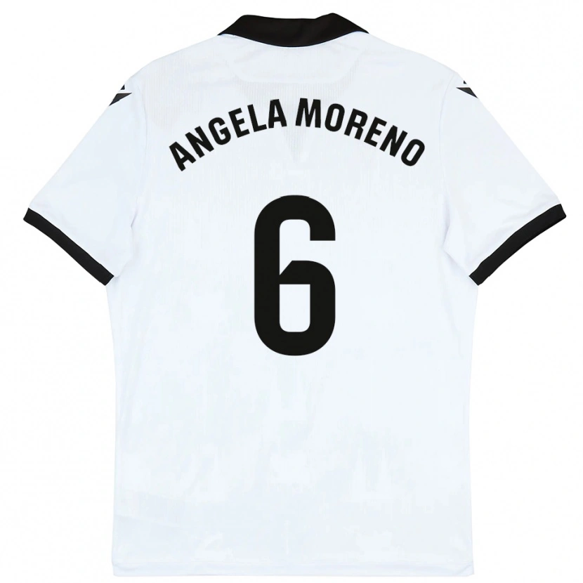 Danxen Hombre Camiseta Angela Moreno #6 Blanco Negro 1ª Equipación 2025/26 La Camisa México