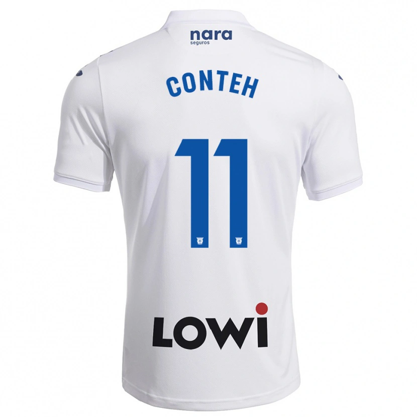 Danxen Hombre Camiseta Denis Conteh #11 Blanco Marino 1ª Equipación 2025/26 La Camisa México