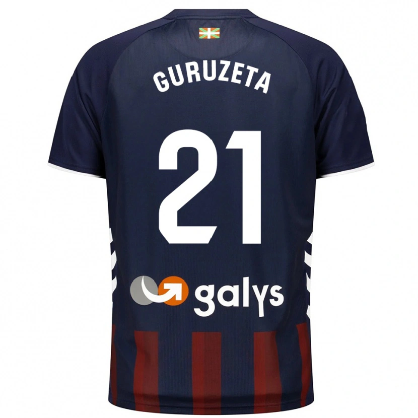 Danxen Hombre Camiseta Jon Guruzeta #21 Azul Marino Rojo 1ª Equipación 2025/26 La Camisa México