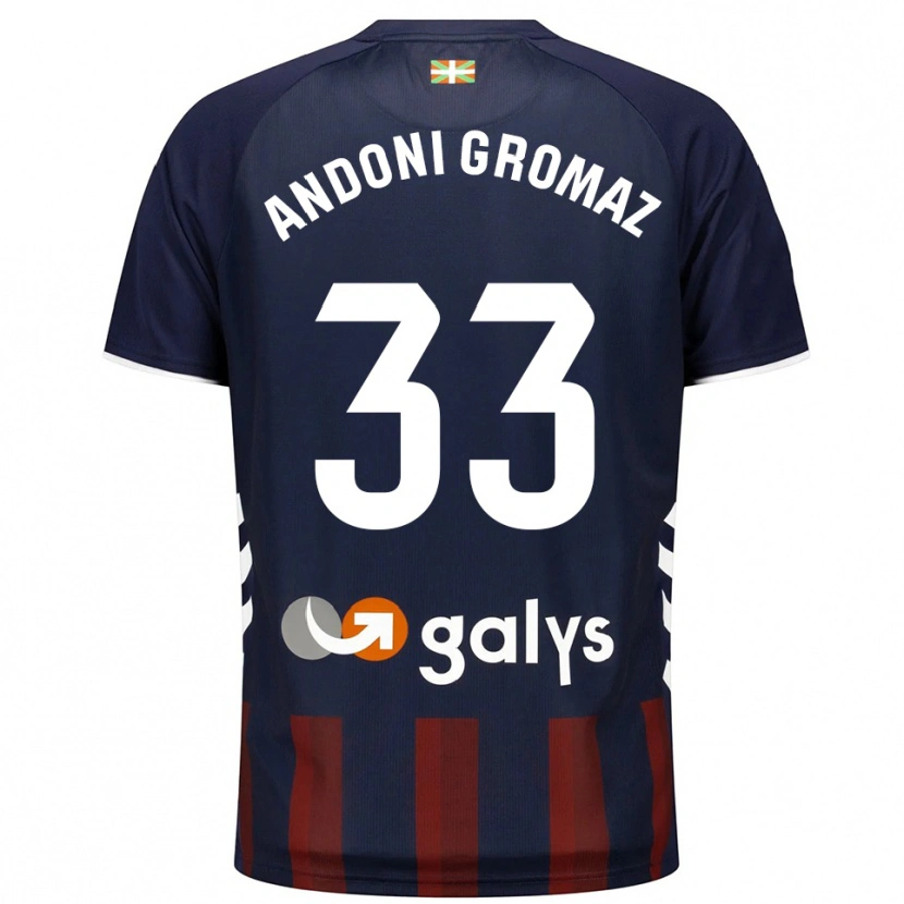 Danxen Hombre Camiseta Jon Andoni Gromaz #33 Azul Marino Rojo 1ª Equipación 2025/26 La Camisa México