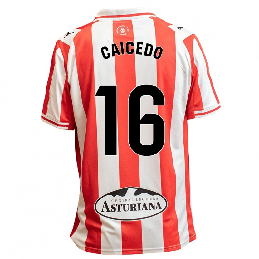 Danxen Hombre Camiseta Jordy Caicedo #16 Blanco Rojo 1ª Equipación 2025/26 La Camisa México