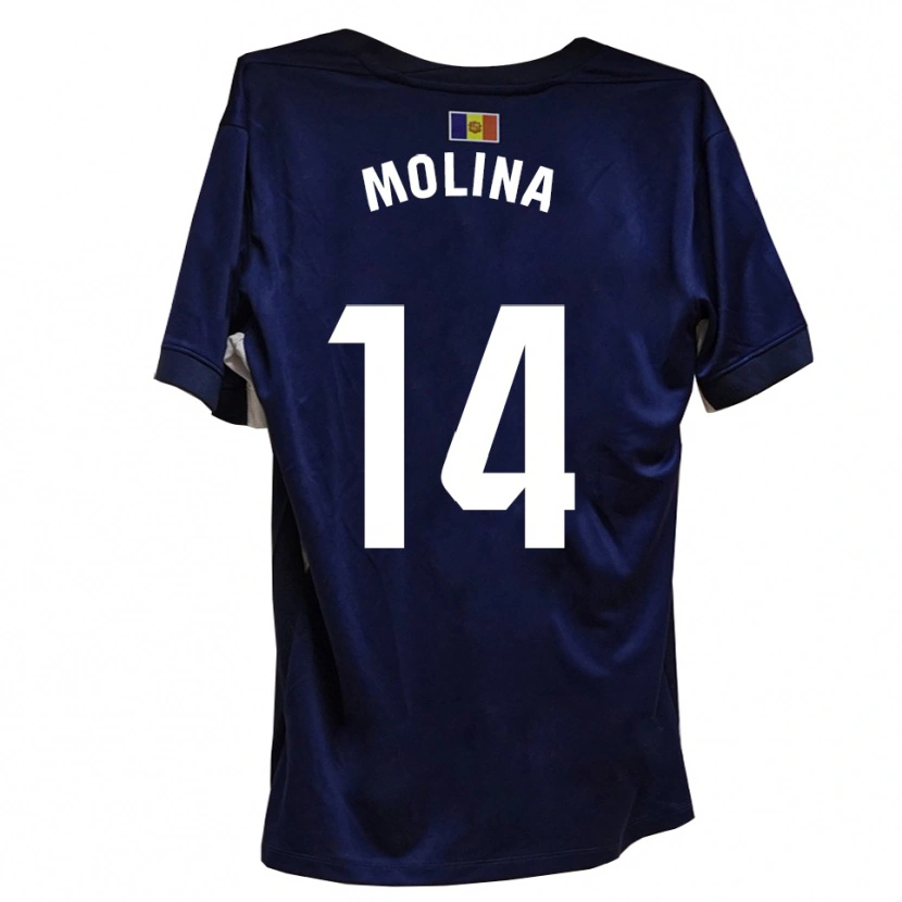 Danxen Hombre Camiseta Sergio Molina #14 Azul Marino Blanco 1ª Equipación 2025/26 La Camisa México