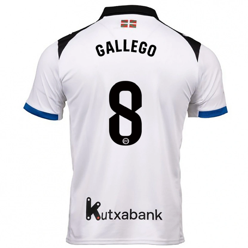 Danxen Hombre Camiseta Óscar Gallego #8 Blanco Azul 2ª Equipación 2025/26 La Camisa México