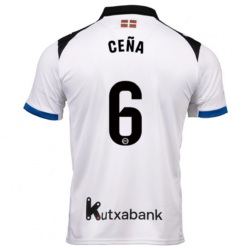 Danxen Hombre Camiseta Marcos Ceña #6 Blanco Azul 2ª Equipación 2025/26 La Camisa México