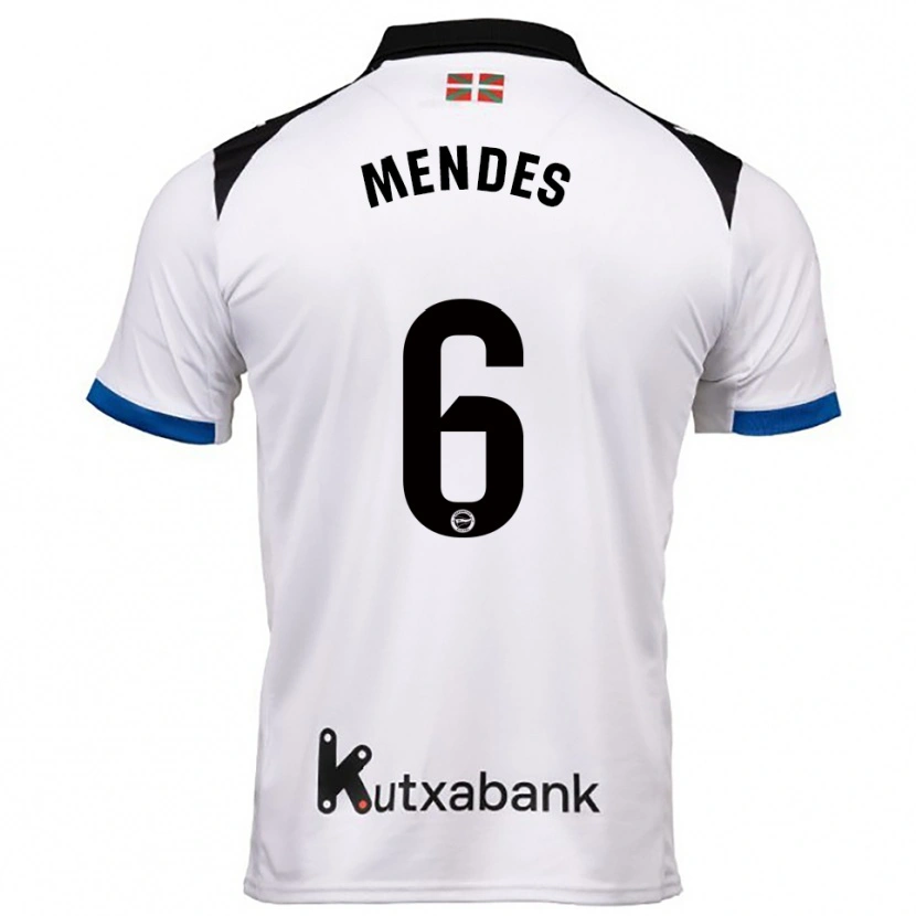 Danxen Hombre Camiseta Tomás Mendes #6 Blanco Azul 2ª Equipación 2025/26 La Camisa México