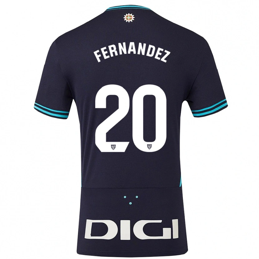 Danxen Hombre Camiseta Hugo Fernández #20 Azul Marino Celeste 2ª Equipación 2025/26 La Camisa México
