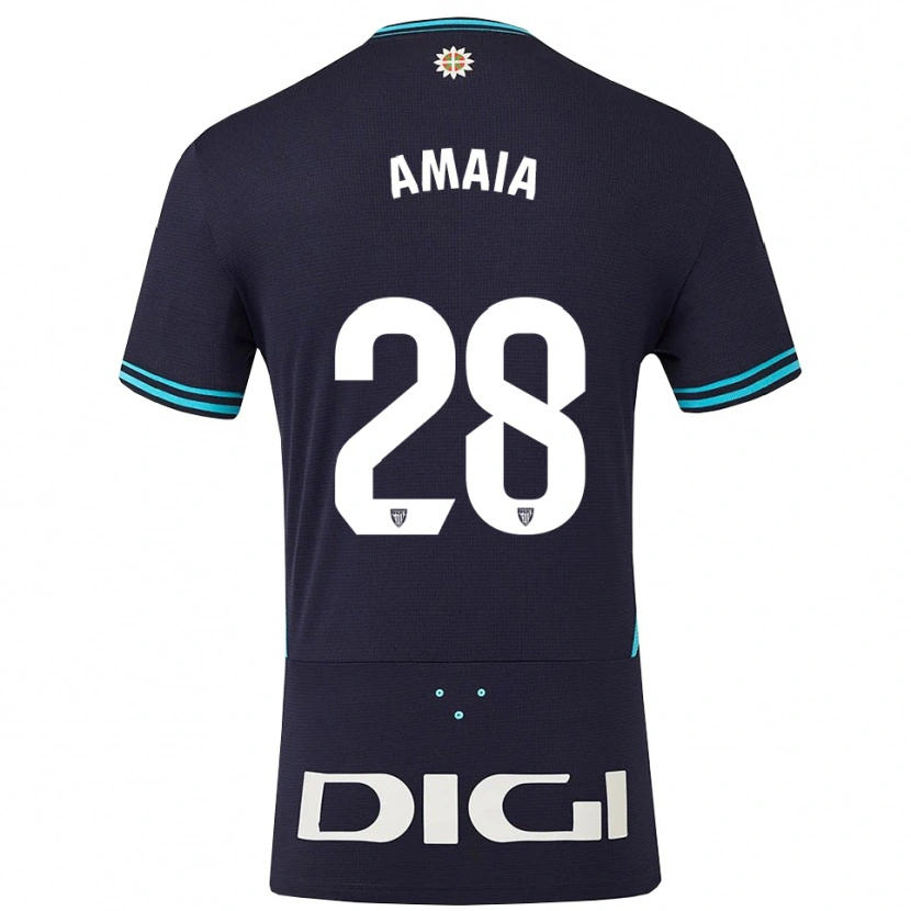 Danxen Hombre Camiseta Amaia Martinez De La Peña #28 Azul Marino Celeste 2ª Equipación 2025/26 La Camisa México