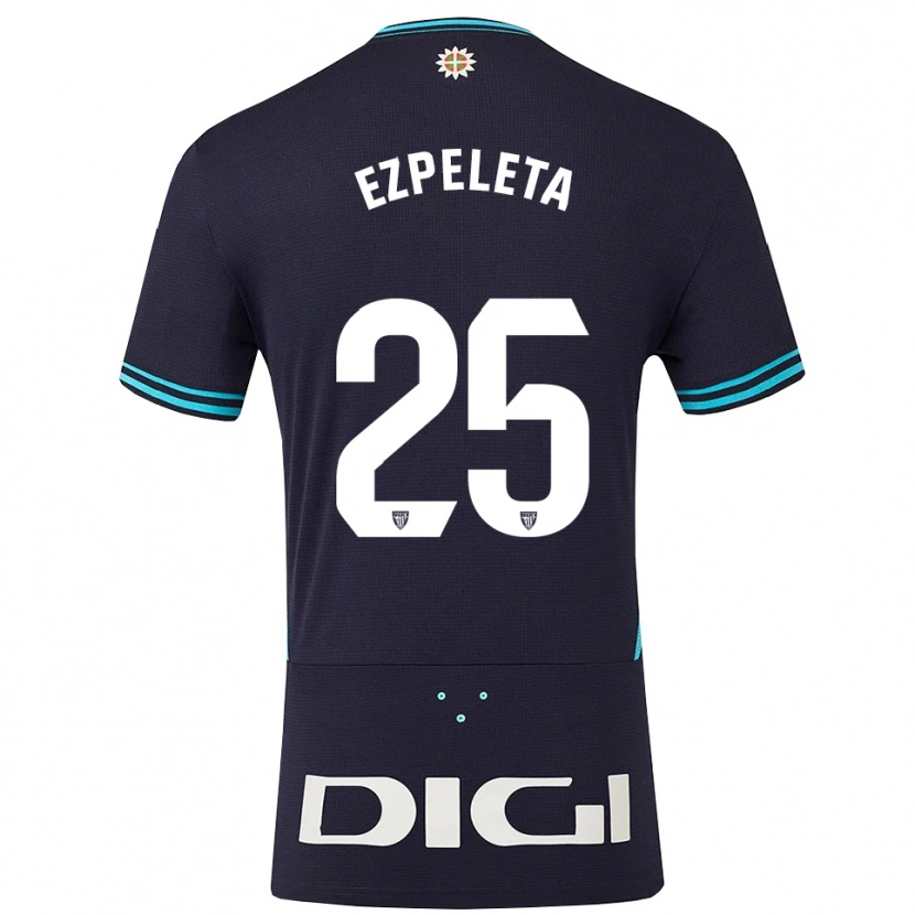 Danxen Hombre Camiseta Ander Ezpeleta #25 Azul Marino Celeste 2ª Equipación 2025/26 La Camisa México
