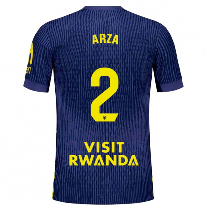 Danxen Hombre Camiseta David Arza #2 Azul Marino Amarillo 2ª Equipación 2025/26 La Camisa México