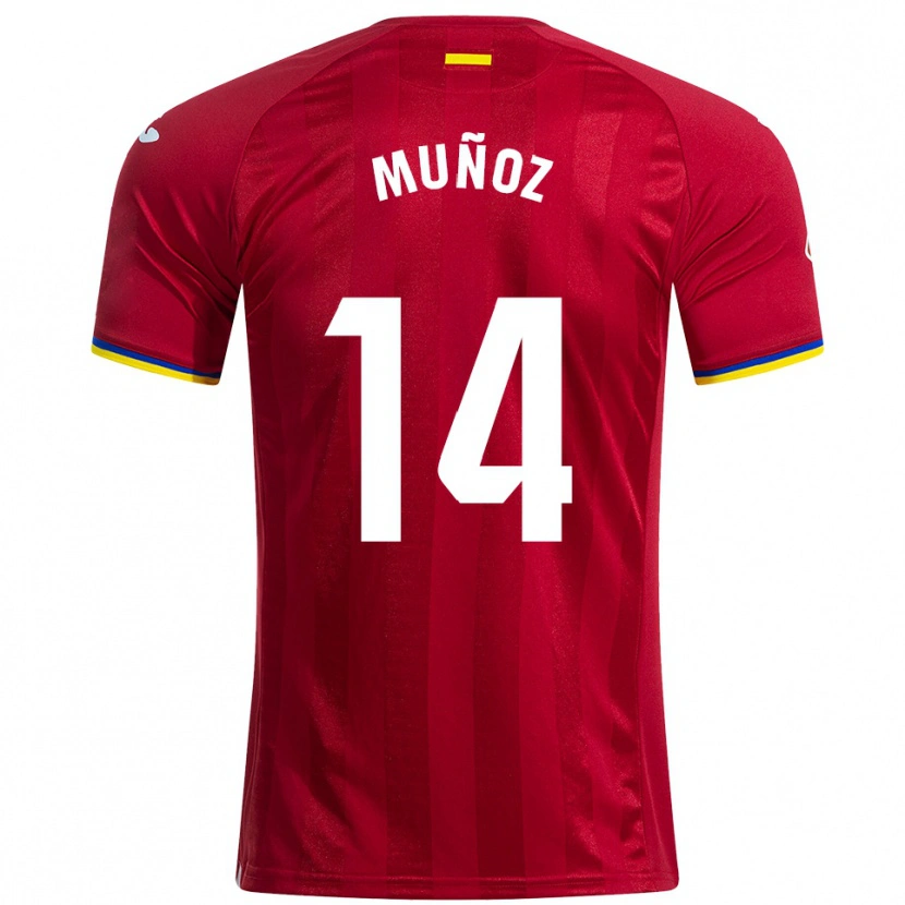 Danxen Hombre Camiseta Javi Muñoz #14 Rojo Amarillo Azul 2ª Equipación 2025/26 La Camisa México