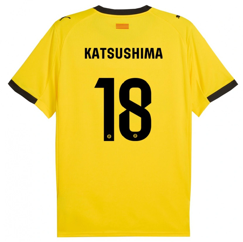 Danxen Hombre Camiseta Shinnosuke Katsushima #18 Amarillo Negro 2ª Equipación 2025/26 La Camisa México