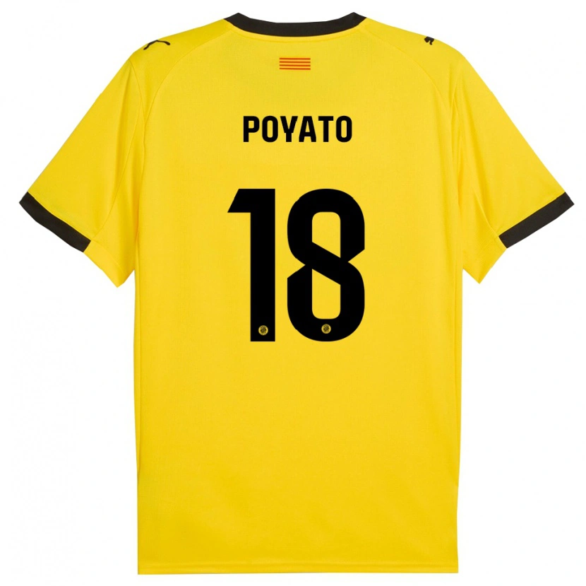 Danxen Hombre Camiseta Marina Poyato #18 Amarillo Negro 2ª Equipación 2025/26 La Camisa México