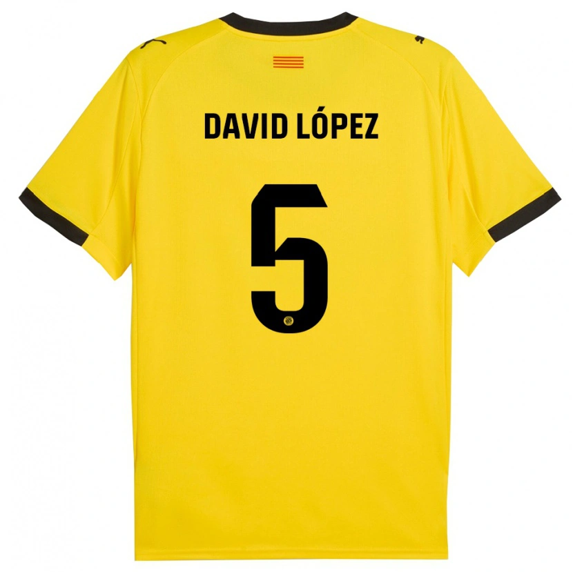 Danxen Hombre Camiseta David López #5 Amarillo Negro 2ª Equipación 2025/26 La Camisa México