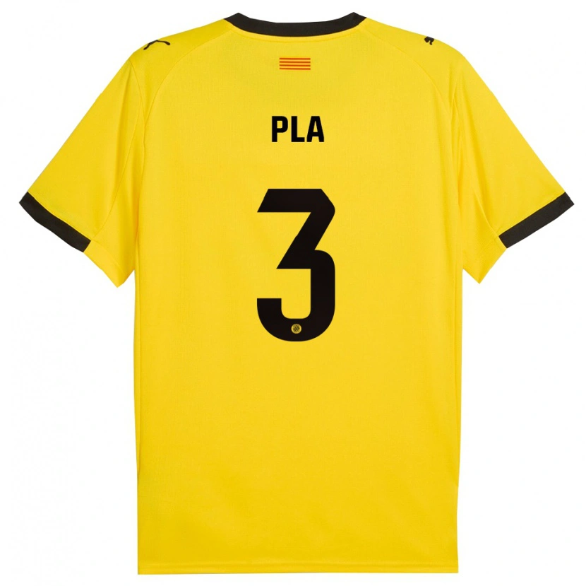 Danxen Hombre Camiseta Marta Pla #3 Amarillo Negro 2ª Equipación 2025/26 La Camisa México