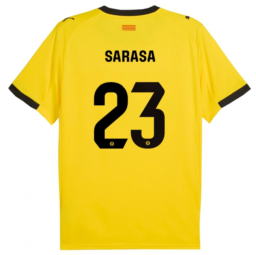 Danxen Hombre Camiseta Javi Sarasa #23 Amarillo Negro 2ª Equipación 2025/26 La Camisa México